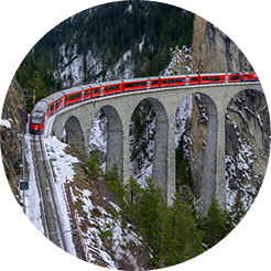Swiss train on the bridge